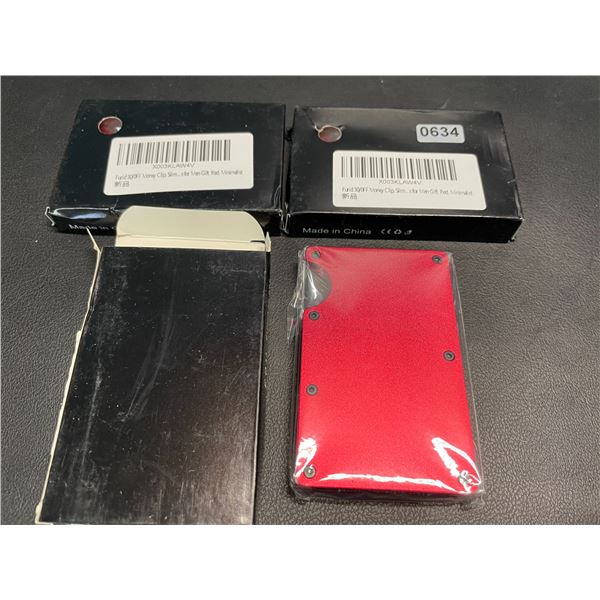 Lot of 3 Mens Minimalist-Style Wallets - Red