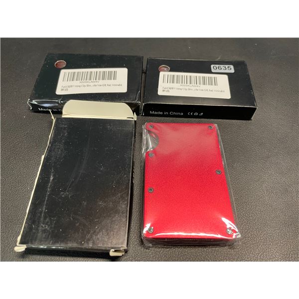 Lot of 3 Mens Minimalist-Style Wallets - Red