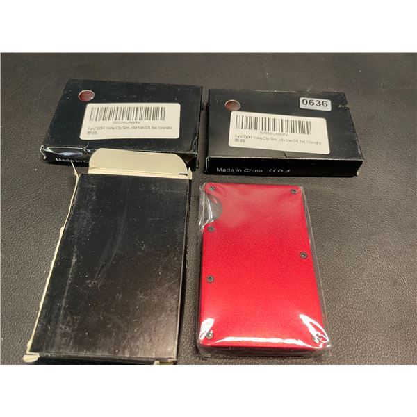 Lot of 3 Mens Minimalist-Style Wallets - Red