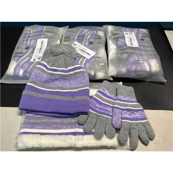 Lot of 4 Packs of Big Kids Hat, Scarf & Winter Gloves Sets