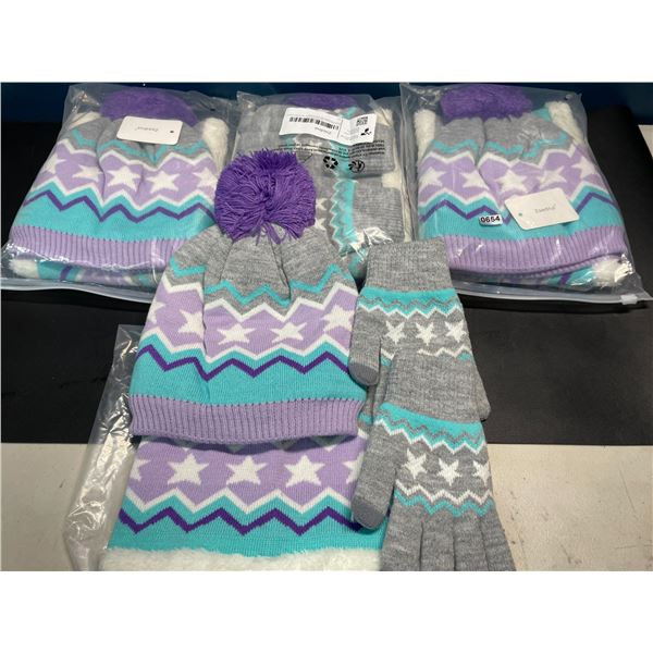 Lot of 4 Packs of Big Kids Hat, Scarf & Winter Gloves Sets