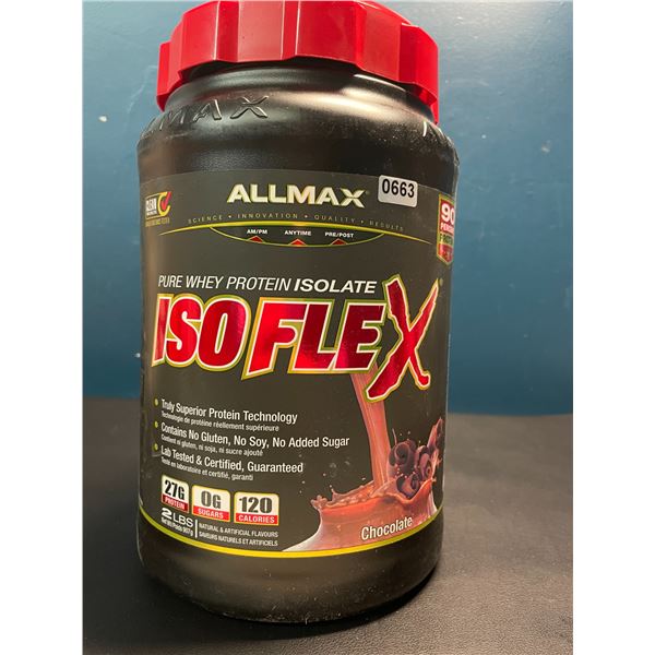 Lot of 1 Tub of AllMax Pure Whey Protein Isolate - ISOFLEX - Chocolate - 2lb Tub