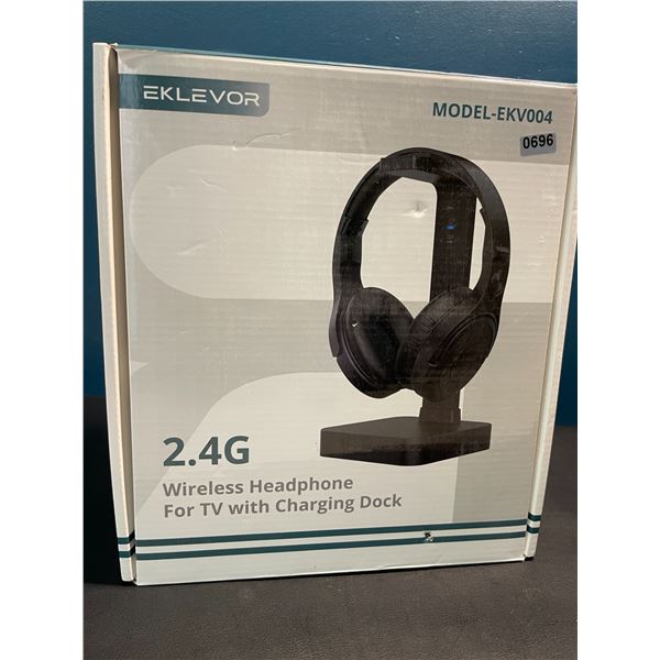 Lot of 1 Eklevor EKV004 2.4G Wireless Headphone for TV with Charging Dock - Brand New Sealed!