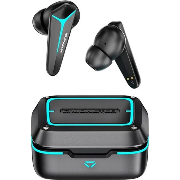 Lot of 1 Monster Mission V1 TWS Noise Cancelling Gaming Headphones/Bluetooth Earbuds - NEW SEALED!