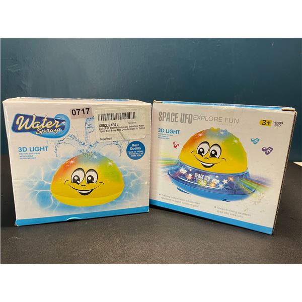 Lot of 2 Water Spray Ball Baby Bath Toys - Colorful Light-Up Bath Toys