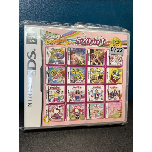 Lot of 1 Nintendo DS 520-Games-In-1 - Loaded with 520 games; Spongebob, Disney, Hello Kitty, etc.