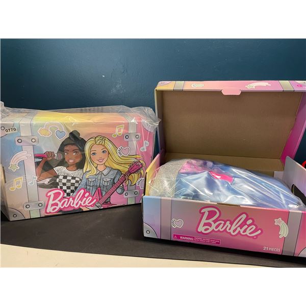 Lot of 2 Barbie Dress-Up Toy Trunk Sets for Girls