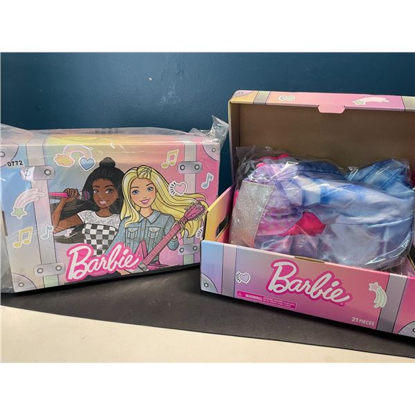 Lot of 2 Barbie Dress-Up Toy Trunk Sets for Girls