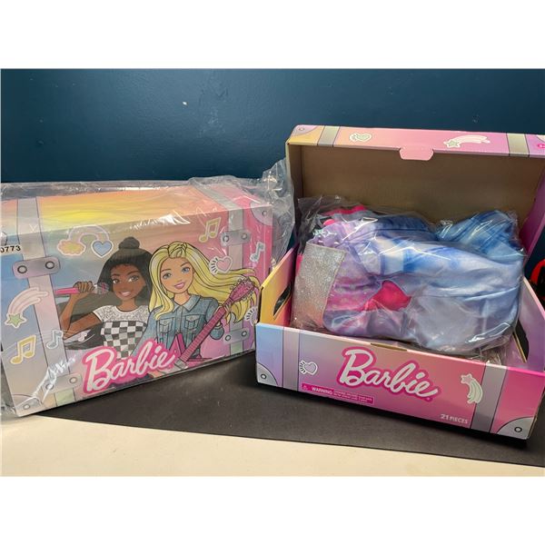 Lot of 2 Barbie Dress-Up Toy Trunk Sets for Girls