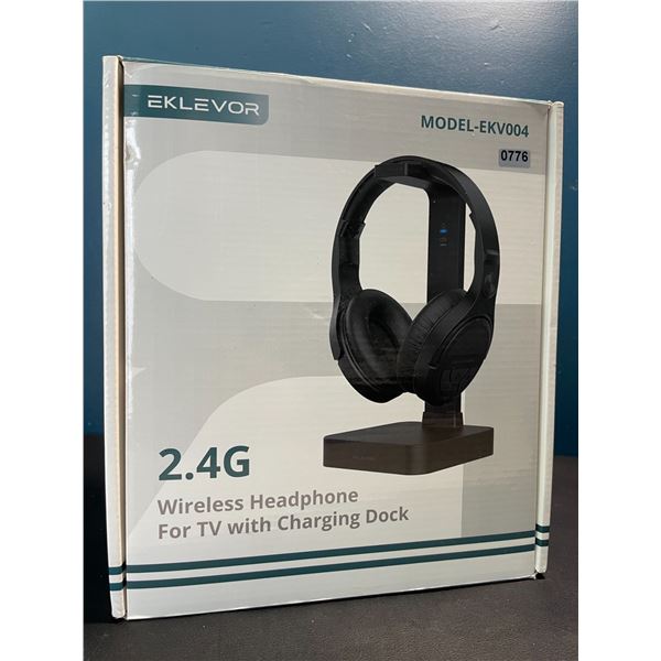 Lot of 1 Eklevor EKV004 2.4G Wireless Headphone for TV with Charging Dock - Brand New Sealed!
