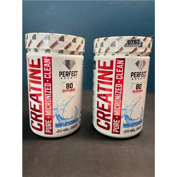 Lot of 2 Tubs of Perfect Sports Creatine Powder - Unflavoured - 400G each