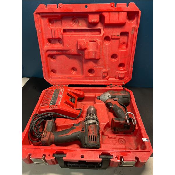 Lot of 2 Milwaukee Power Tools w/ Charger & Case - Used