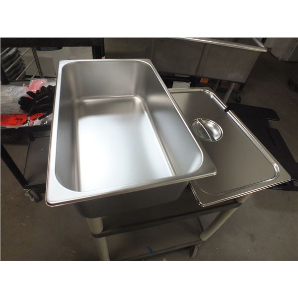 6 Full Sized Deep Stainless Steel Inserts w/ Lids