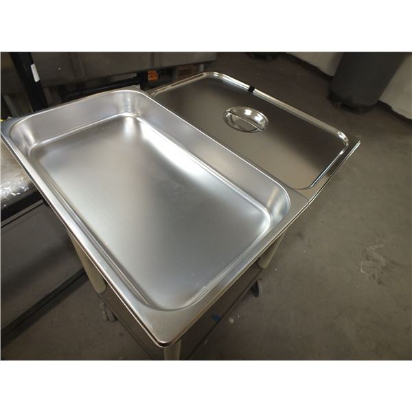 6 Full Sized Shallow Stainless Steel Inserts w/ Lids