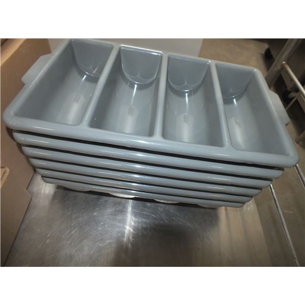 6 Plastic 4 Slot Cutlery Bins