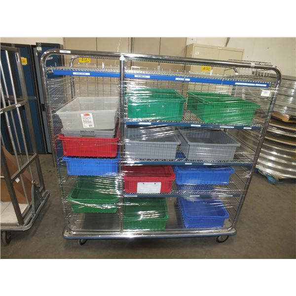 Stainless Steel Storage Cart On Wheels w/Bins