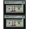 Image 1 : (2) Consecutive 2013 Federal Reserve Fold Over Error Notes PMG Superb Gem Unc 67EPQ