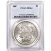 Image 1 : 1887 $1 Morgan Silver Dollar Coin PCGS MS63