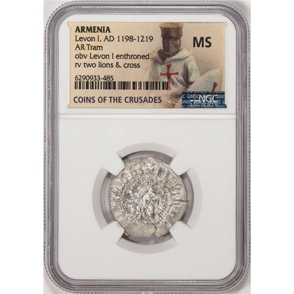 AD 1198-1219 Armenia Levon I AR Tram Anceint Coin NGC MS