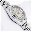 Image 4 : Rolex Ladies Stainless Steel Silver Index Sapphire and Diamond Date Wristwatch