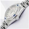 Image 5 : Rolex Ladies Stainless Steel Silver Index Sapphire and Diamond Date Wristwatch