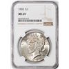 Image 1 : 1935 $1 Peace Silver Dollar Coin NGC MS63