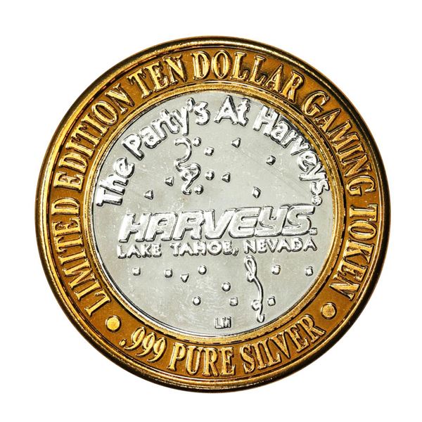 .999 Fine Silver Harvey's Casino Lake Tahoe, Nevada $10 Limited Edition Gaming Token