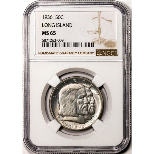 1936 Long Island Tercentenary Commemorative Half Dollar Coin NGC MS65