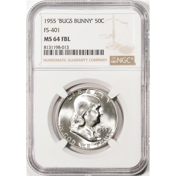 1955 "Bugs Bunny" FS-401 Franklin Half Dollar Coin NGC MS64FBL