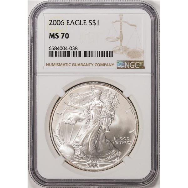 2006 $1 American Silver Eagle Coin NGC MS70