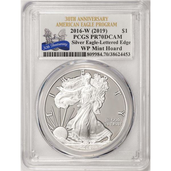 2016-W Lettered Edge $1 Proof American Silver Eagle Coin PCGS PR70DCAM WP Mint Hoard