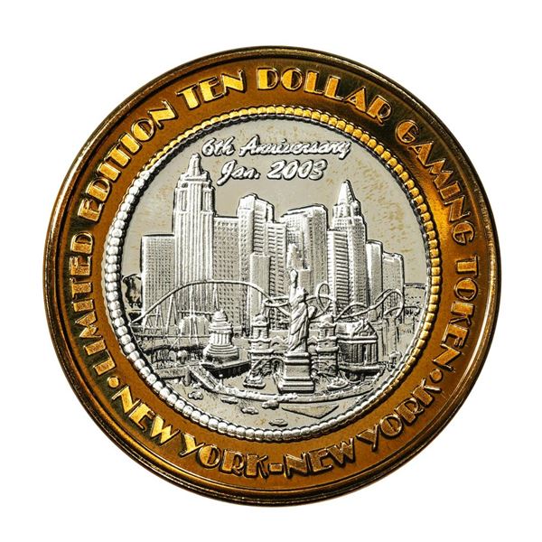 .999 Silver New York-New York Las Vegas $10 Casino Gaming Token Limited Edition