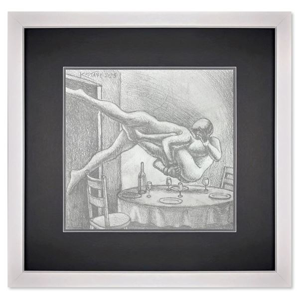 Mark Kostabi "Elevated Discourse" Original Drawing on Paper