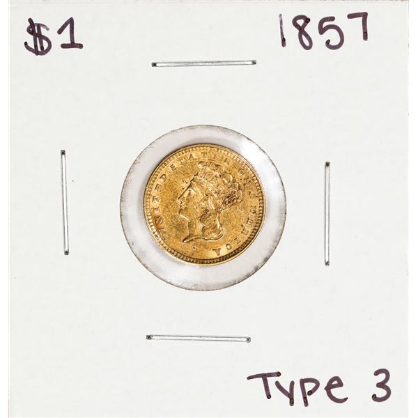 1857 Type 3 $1 Liberty Head Gold Dollar Coin