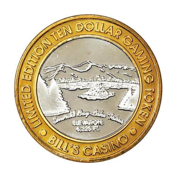 .999 Silver Bills Casino Lake Tahoe, Nevada $10 Limited Edition Gaming Token