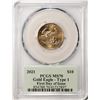 Image 2 : 2021 Type 1 $10 American Gold Eagle Coin PCGS MS70 FDOI Cleveland Signature