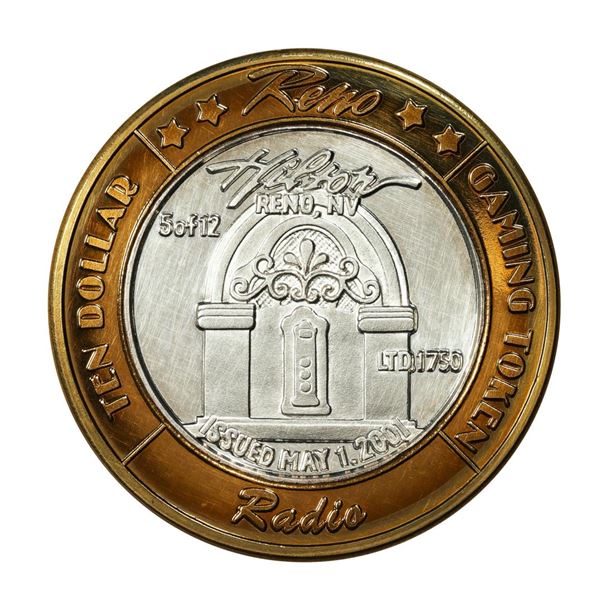.999 Silver Hilton Reno Nevada $10 Casino Limited Edition Gaming Token