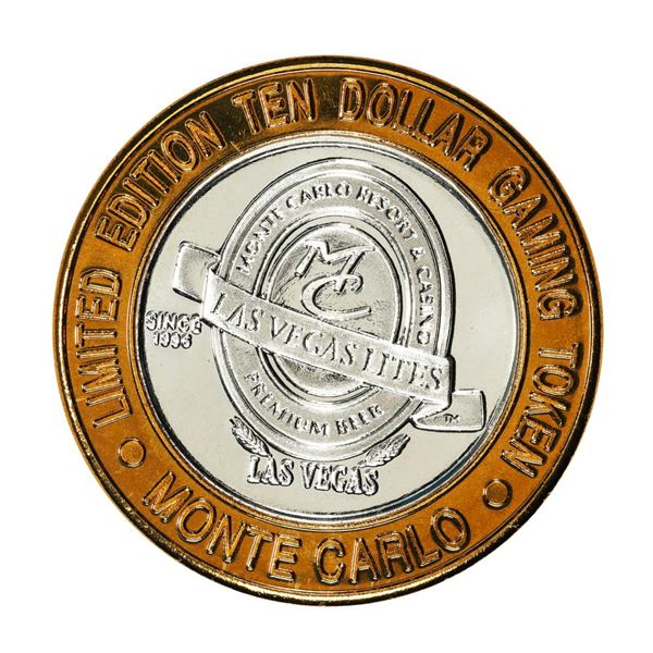 .999 Silver Monte Carlo Las Vegas, Nevada $10 Casino Limited Edition Gaming Token