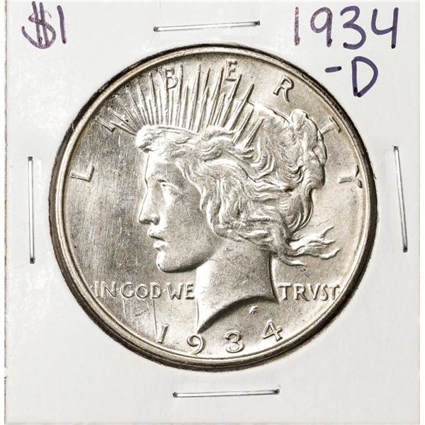 1934-D $1 Peace Silver Dollar Coin