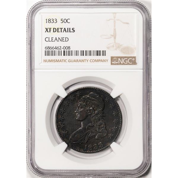 1833 Capped Bust Half Dollar Coin NGC XF Details Cleaned
