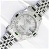 Image 2 : Rolex Ladies Stainless Steel Gray Roman Emerald and Diamond Datejust Wristwatch