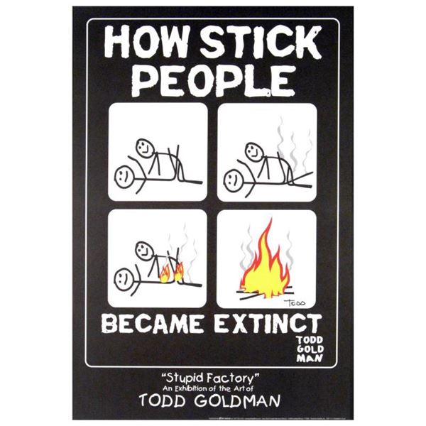 Todd Goldman "How Stick People Became Extinct" Collectible Lithograph