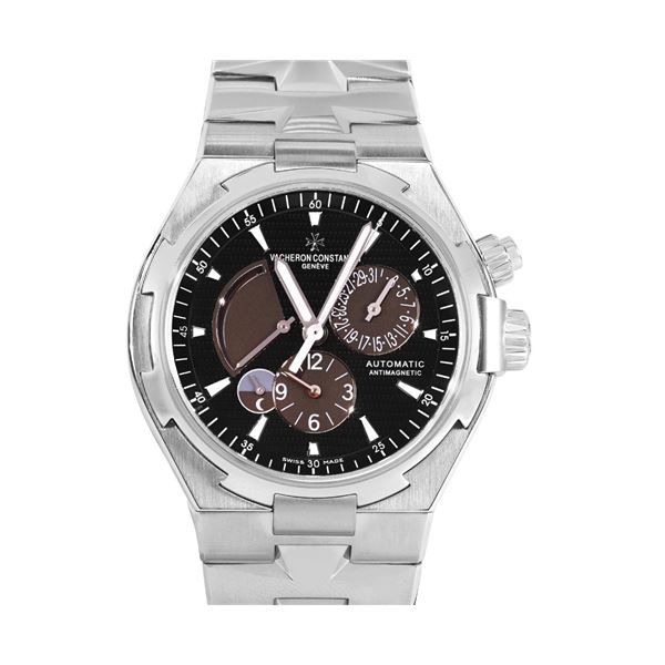 Vacheron Constantin Mens Stainless Steel Overseas Dual Time Wristwatch
