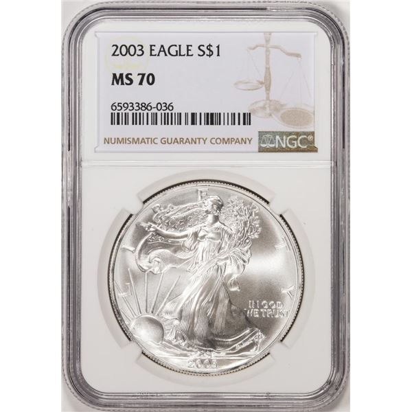 2003 $1 American Silver Eagle Coin NGC MS70