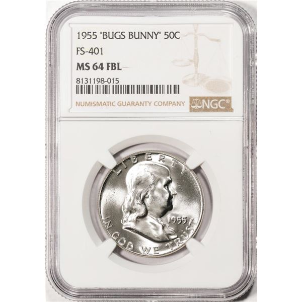 1955 "Bugs Bunny" FS-401 Franklin Half Dollar Coin NGC MS64FBL