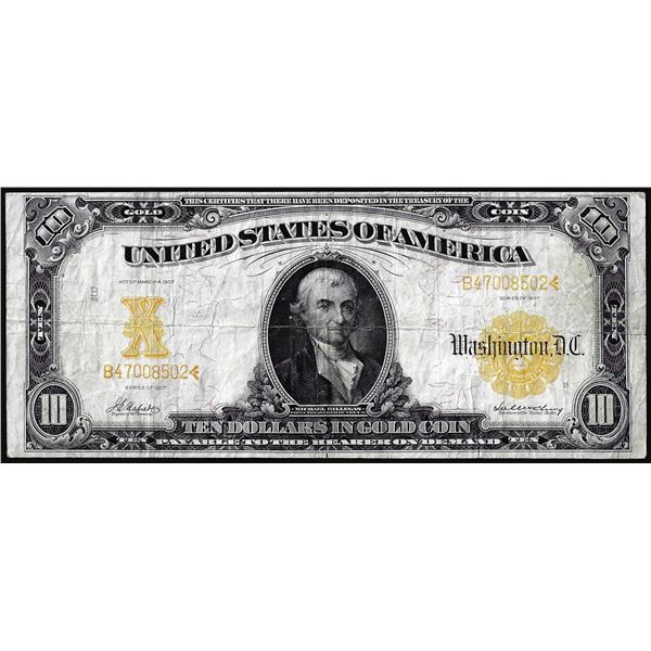 1907 $10 Gold Certificate Note