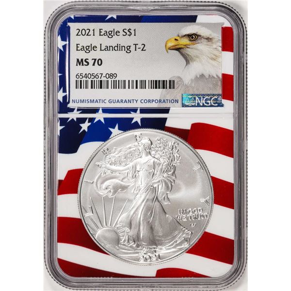 2021 Type 2 $1 American Silver Eagle Coin NGC MS70 Flag Core