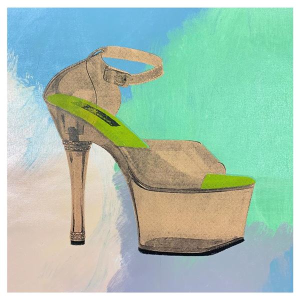 Steve Kaufman (1960-2010) "High Heel" Original Mixed Media on Canvas