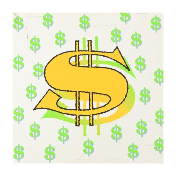 Steve Kaufman (1960-2010) "Dollar Sign (White)" Original Serigraph on Canvas