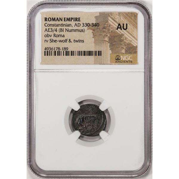 AD 330-340 Roman Empire Constantinian Bi Nummus Ancient Coin NGC AU